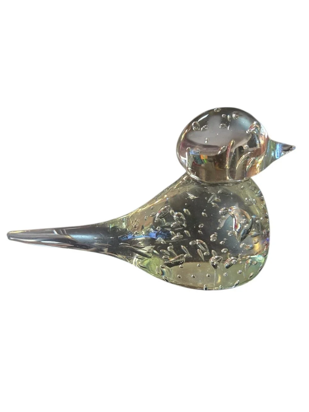 Glass Bird Figurine - Clear Bubble Accent